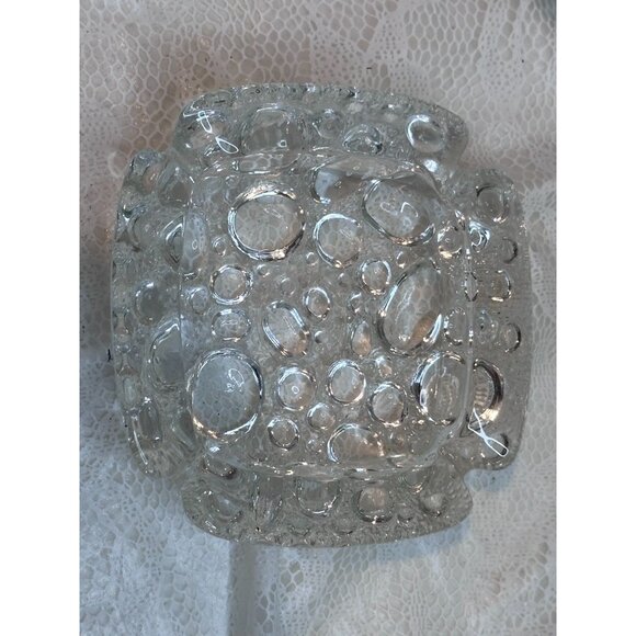 Libby Pebble Bubble Texture Art Glass Ashtray Cigarette Pipe MCM Set Of 2  4" - Picture 5 of 6